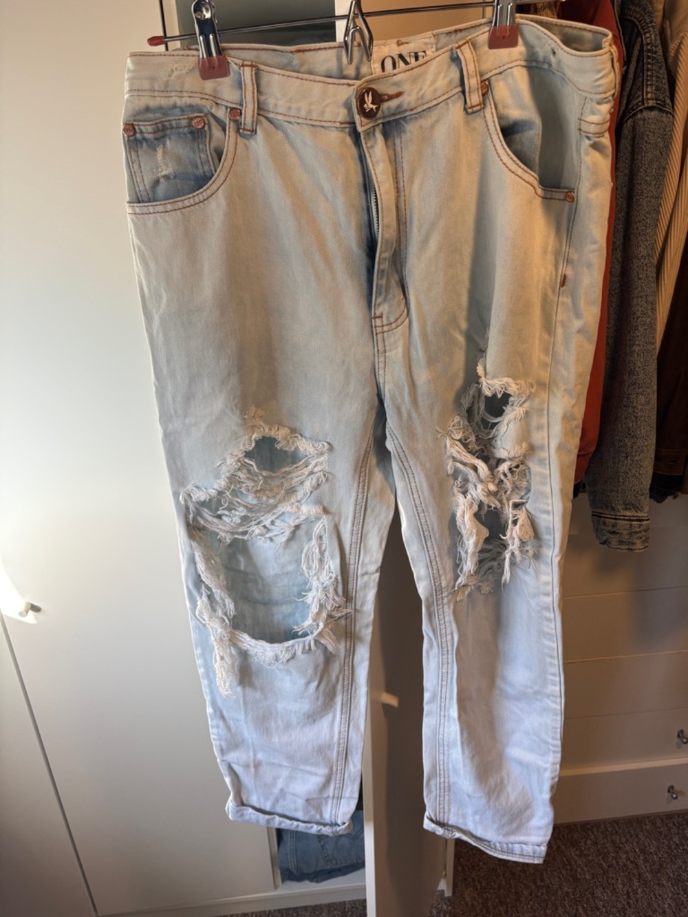 Light Blue Distressed One Teaspoon Jeans